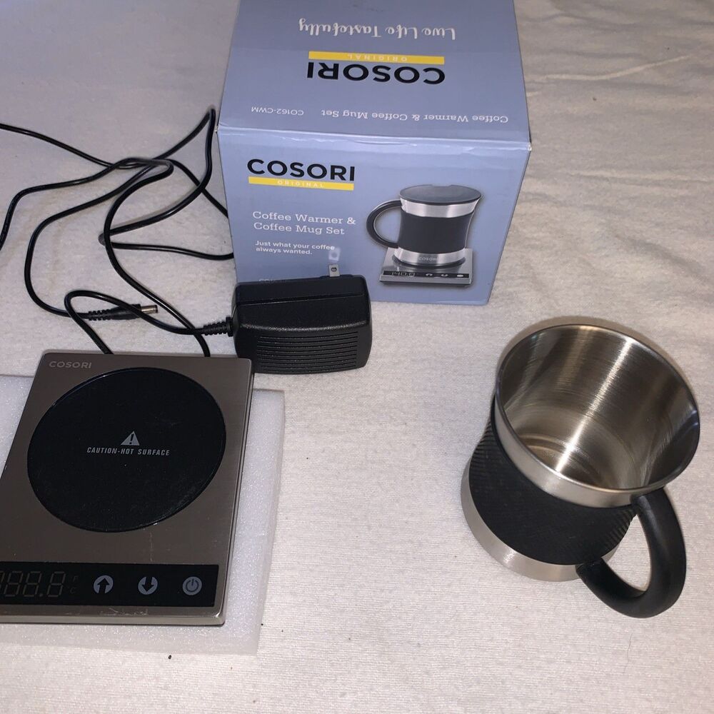 Cosori Coffee Mug Warmer & Mug Set Premium 24Watt Stainless Steel New Open Box